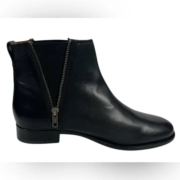 Frye Carly Zip Chelsea Leather Ankle Boots Booties Womens Size 9 Black Casual