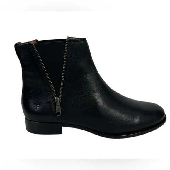 Frye Carly Zip Chelsea Leather Ankle Boots Booties Womens Size 9 Black Casual