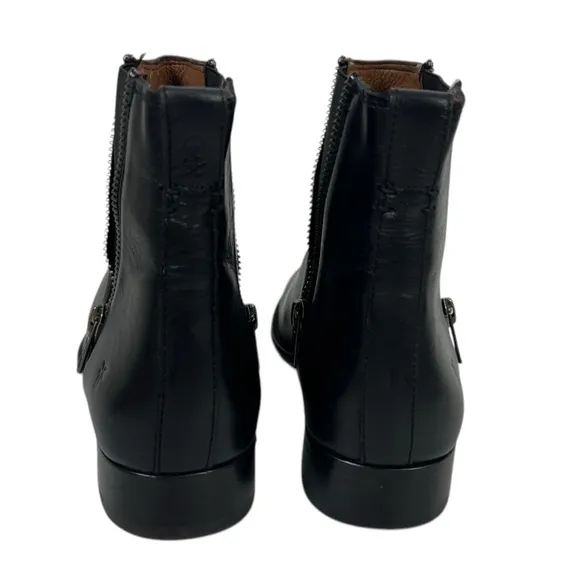 Frye Carly Zip Chelsea Leather Ankle Boots Booties Womens Size 9 Black Casual