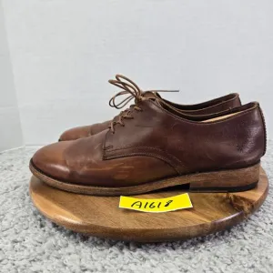 Frye Holden Brown Leather Casual Lifestyle Plain Toe Oxford Shoes Mens 10.5 D
