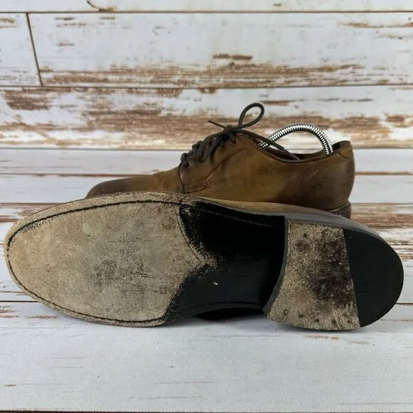 Frye Jones Oxford Men's Size 9.5 D Shoes Brown Nubuck Leather Distressed