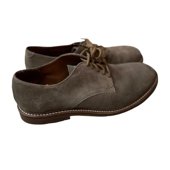 Frye Men’s Plain Toe Gray Suede Oxford US Size 9 Dress Shoes Casual