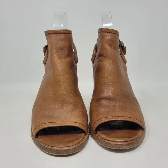 Frye Sandals Womens 6.5 Brown Tan Leather Dani Shield Slingback Western Heels