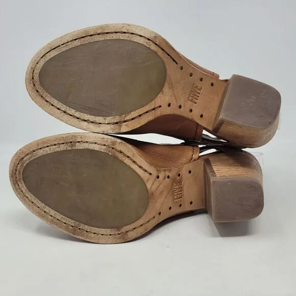 Frye Sandals Womens 6.5 Brown Tan Leather Dani Shield Slingback Western Heels