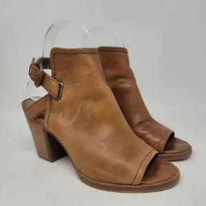Frye Sandals Womens 6.5 Brown Tan Leather Dani Shield Slingback Western Heels