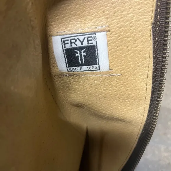 FRYE Tall Harness Boots Zipper Brown Leather Size 6 1/2R Made in Mexico
