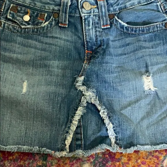 Fun Distressed True Religion Jean Skirt