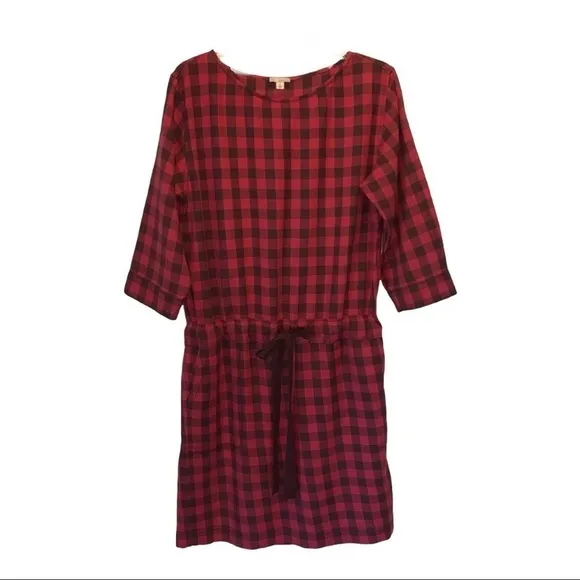GAP (NWOT) Buffalo plaid, drawstring waist dress, with 2 front pockets, size M