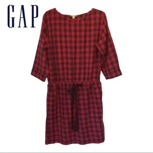 GAP (NWOT) Buffalo plaid, drawstring waist dress, with 2 front pockets, size M