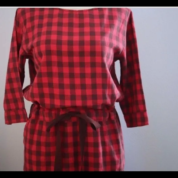 GAP (NWOT) Buffalo plaid, drawstring waist dress, with 2 front pockets, size M