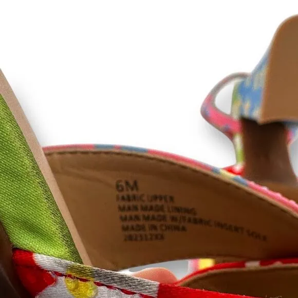 GB Ulti-Mate Floral Rainbow Rhinestone Platform Sandals Size 6 Y2K Throwback