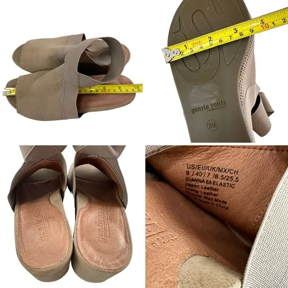 Gentle Souls Gianna 65 Elastic Perforated Wedge Sandals Size 9