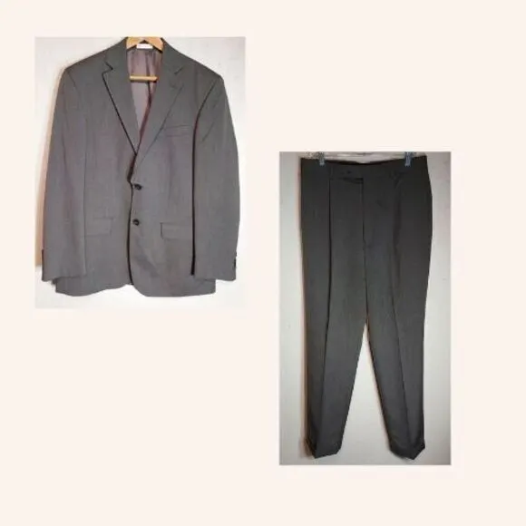 Geoffrey Beene 2 pc‎ Suit Coat Pants Trousers Gray Men's 40R 34 32 J0838