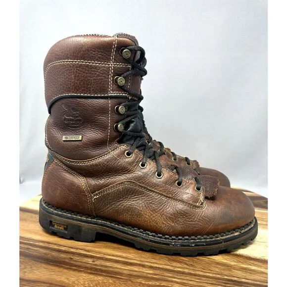 GEORGIA Boots AMP LT Logger Men's 10.5 M Low Heel WATERPROOF Work Boots GB00237