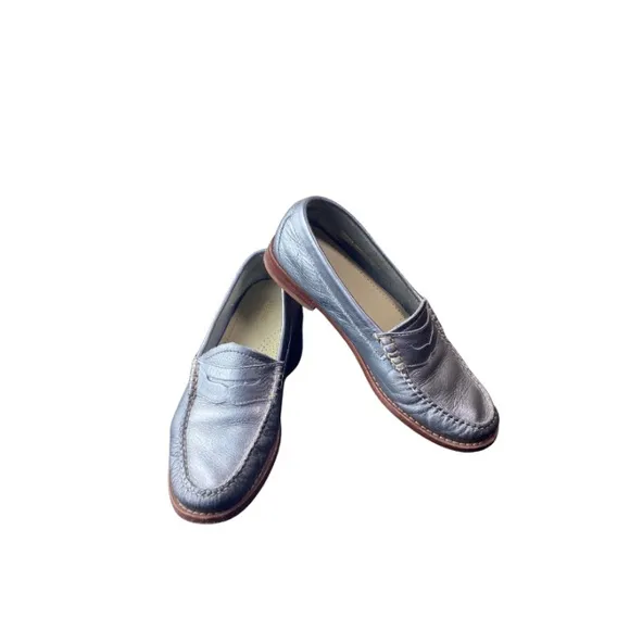 G.H. Bass &amp; Co. Weejun’s Women's Whitney Penny Loafer Size 6.5 Metallic Silver