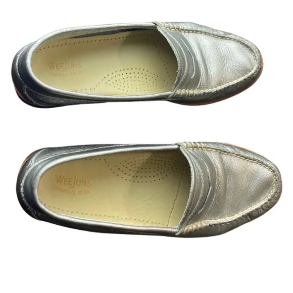 G.H. Bass &amp; Co. Weejun’s Women's Whitney Penny Loafer Size 6.5 Metallic Silver