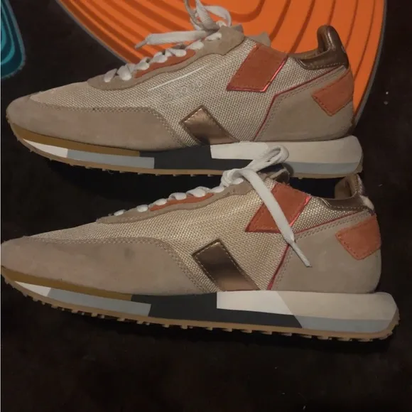GHOUD RUSH Men's Tan and Orange Sneakers