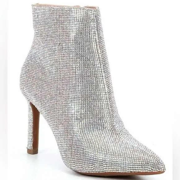 GIANNI BINI Annina Rhinstone Embellished Stiletto Dress Booties SIZE 5