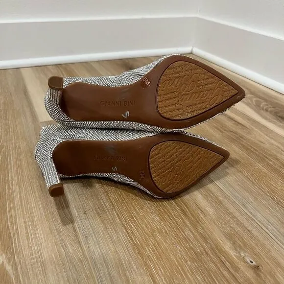 GIANNI BINI Annina Rhinstone Embellished Stiletto Dress Booties SIZE 5
