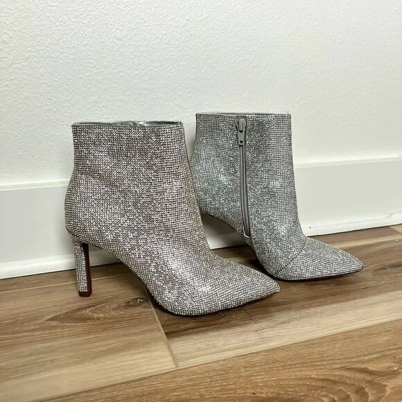 GIANNI BINI Annina Rhinstone Embellished Stiletto Dress Booties SIZE 5
