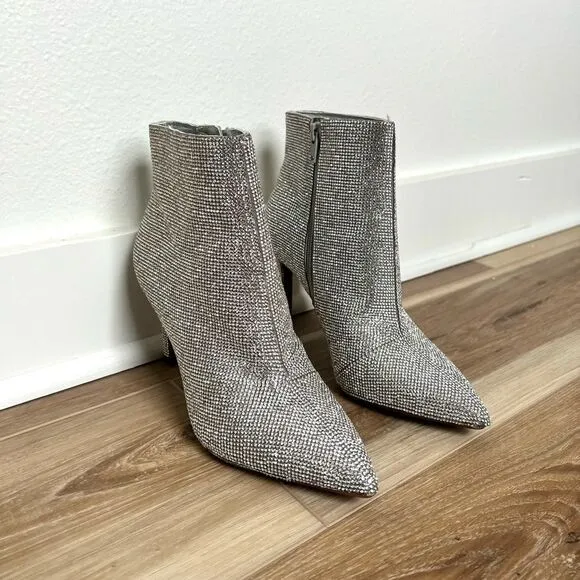 GIANNI BINI Annina Rhinstone Embellished Stiletto Dress Booties SIZE 5