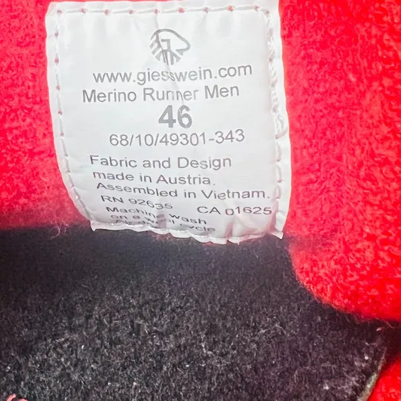 Giesswein Shoes Mens EU 46 US 13 Red Wool Merino Runner Lace Up Casual Sneakers