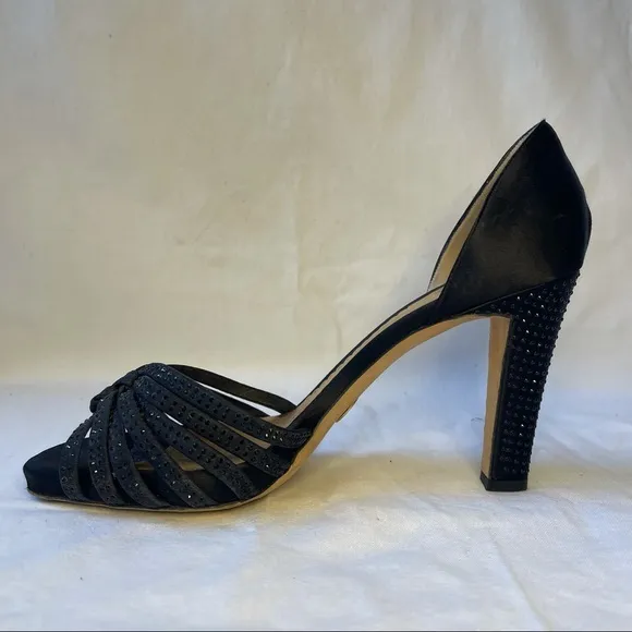 Giorgio Armani Black Silk Satin Sandals Sz 8.5/39