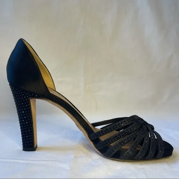 Giorgio Armani Black Silk Satin Sandals Sz 8.5/39