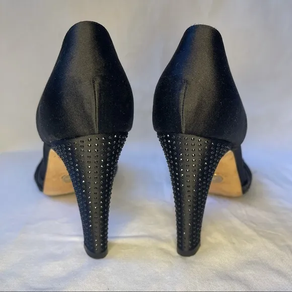 Giorgio Armani Black Silk Satin Sandals Sz 8.5/39
