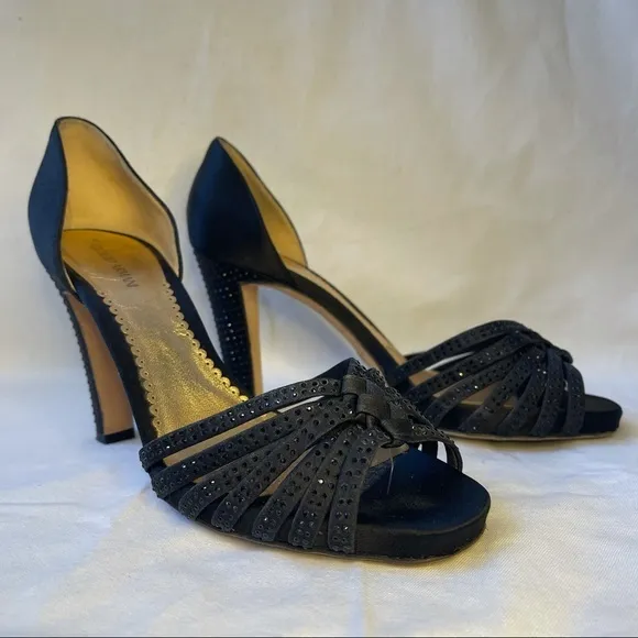 Giorgio Armani Black Silk Satin Sandals Sz 8.5/39