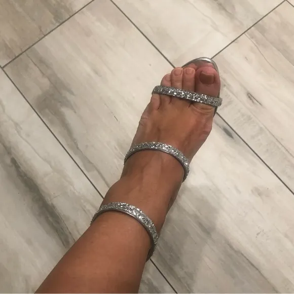 Giuseppe Zanotti Silver glitter heels sandals 7 37