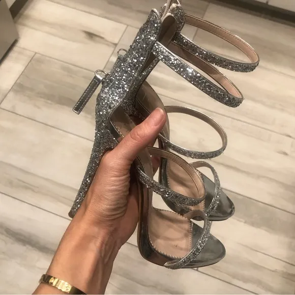 Giuseppe Zanotti Silver glitter heels sandals 7 37