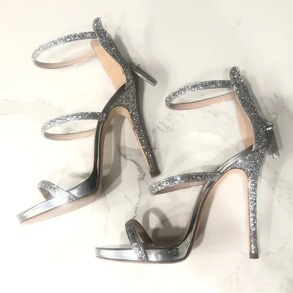 Giuseppe Zanotti Silver glitter heels sandals 7 37