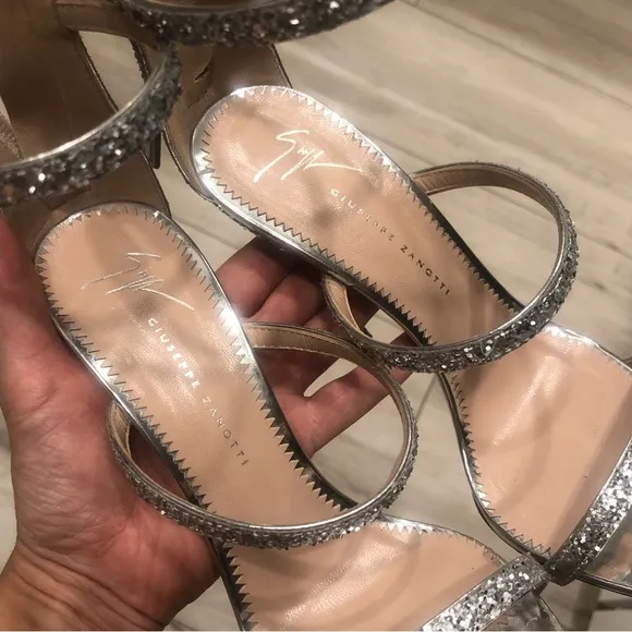 Giuseppe Zanotti Silver glitter heels sandals 7 37