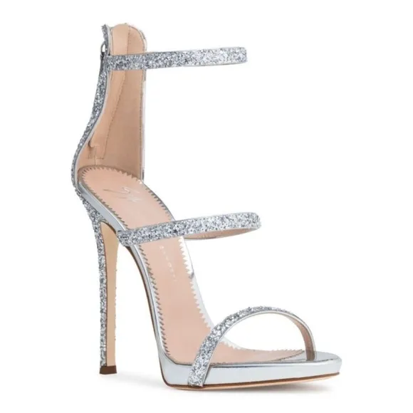 Giuseppe Zanotti Silver glitter heels sandals 7 37