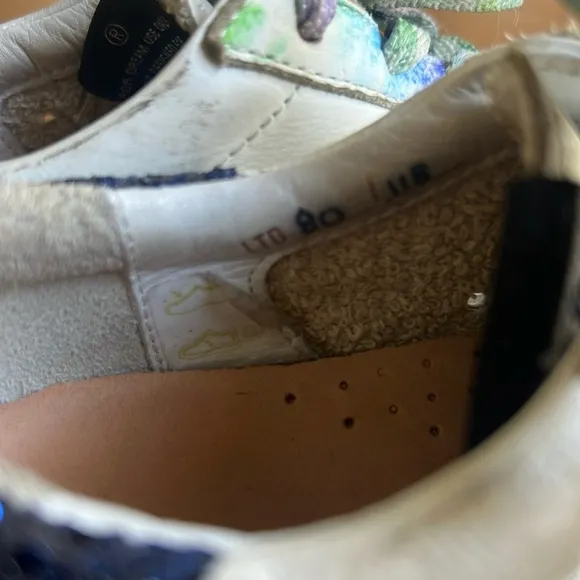 Golden Goose Kids White and Blue Sneakers