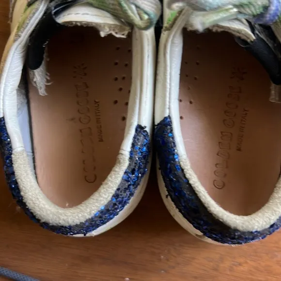 Golden Goose Kids White and Blue Sneakers