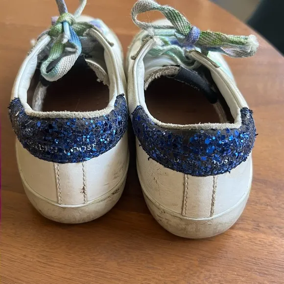 Golden Goose Kids White and Blue Sneakers