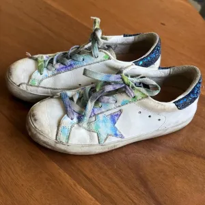 Golden Goose Kids White and Blue Sneakers