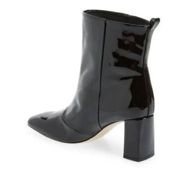 Good American / New Patent Leather Square Toe Booties / Fall Winter Ankle Boots