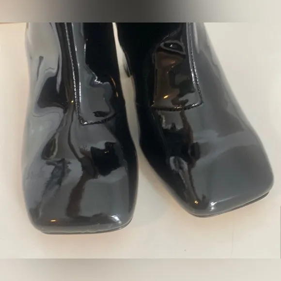 Good American / New Patent Leather Square Toe Booties / Fall Winter Ankle Boots