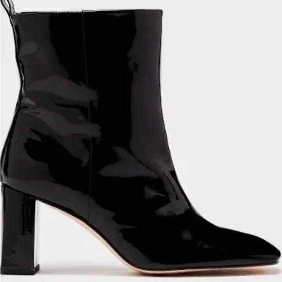 Good American / New Patent Leather Square Toe Booties / Fall Winter Ankle Boots