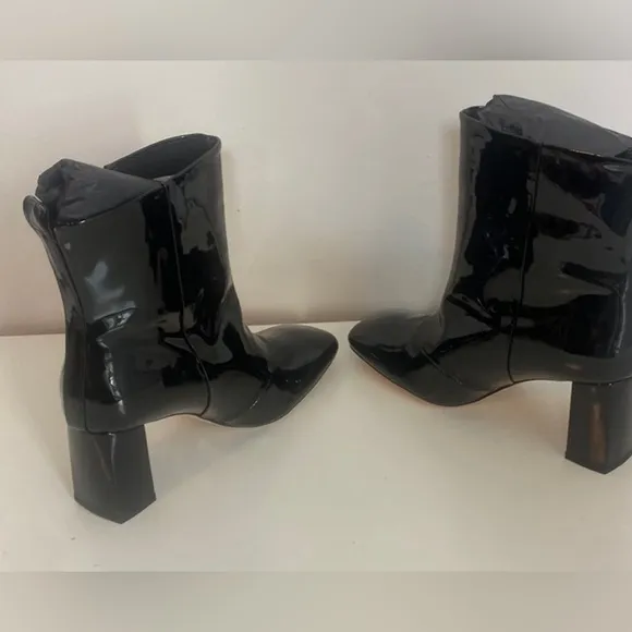 Good American / New Patent Leather Square Toe Booties / Fall Winter Ankle Boots