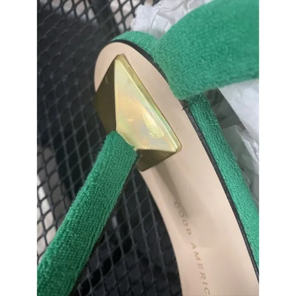 Good American Shoes Women US 11 High Heels Stilettos Green Terry Cloth