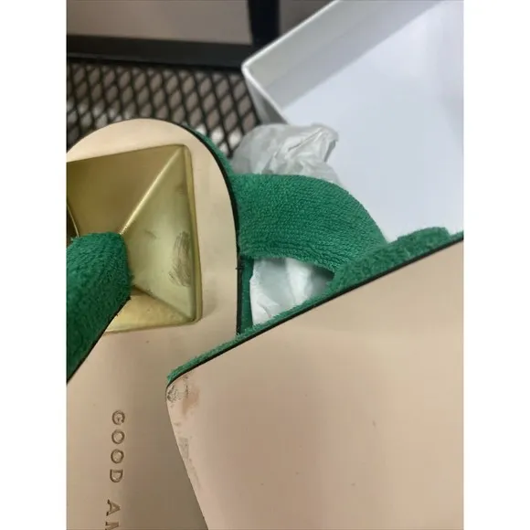 Good American Shoes Women US 11 High Heels Stilettos Green Terry Cloth