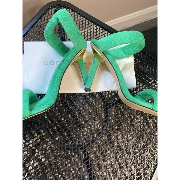 Good American Shoes Women US 11 High Heels Stilettos Green Terry Cloth