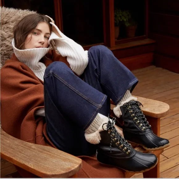 Goop x Sperry Saltwater Tall Lace-Up Luxe Leather Duck Boot Size 8.5