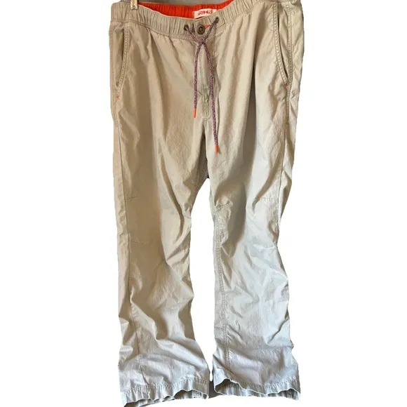 Gramicci Men's Khaki Outdoor Pants Large Drawstring Waist Hiking Camping Work
