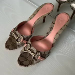 Gucci Brown and Pink Women's Heeled Sandals