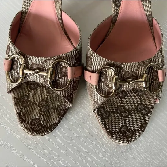 Gucci Brown and Pink Women's Heeled Sandals